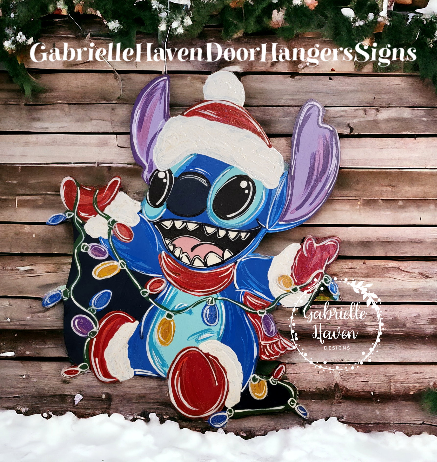 Stitch Christmas Lights (Door/Wall Sign and Yard Sign options)