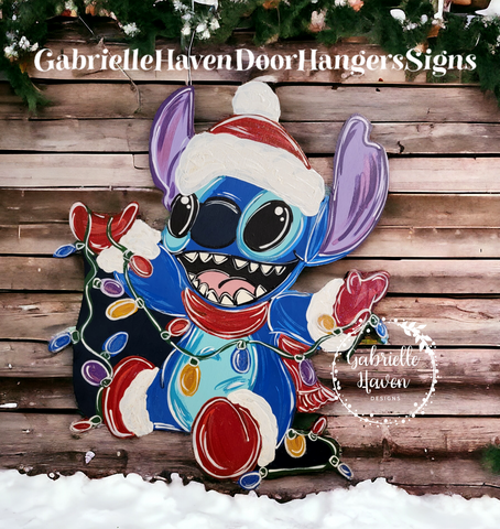 Stitch Christmas Lights (Door/Wall Sign and Yard Sign options)