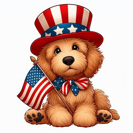 Doodle Dog Patriotic Flag and Hat, 22"