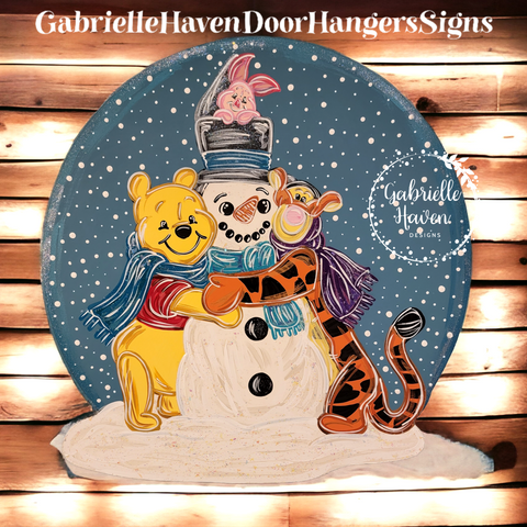 Pooh, Tigger and Piglet Winter Snowman