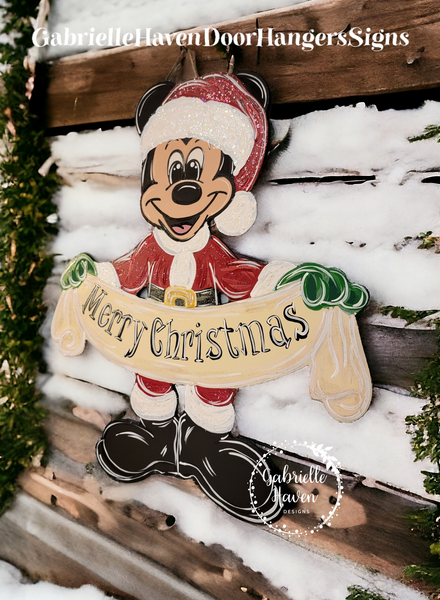 Mickey Santa with Merry Christmas Banner