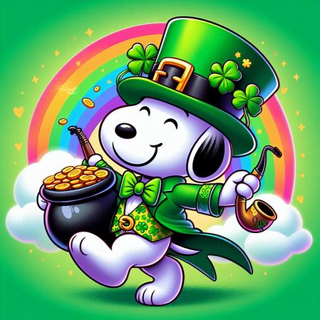 Snoopy Leprechaun with Rainbow, 22"