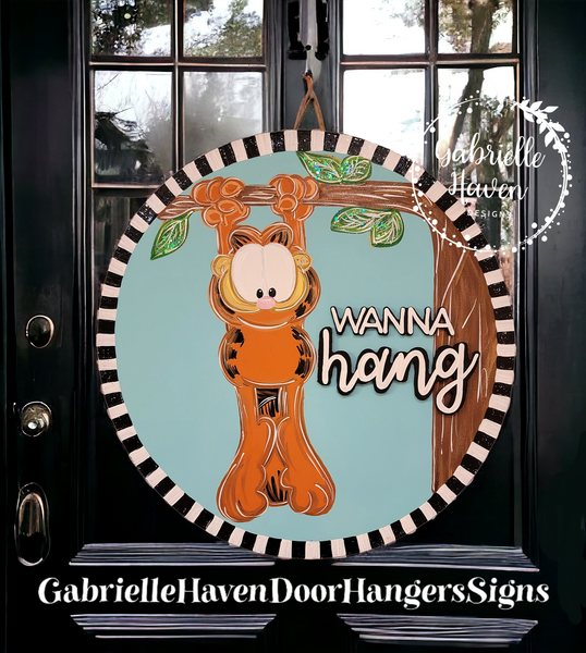 Garfield 3D Wanna Hang Round with Striped Border