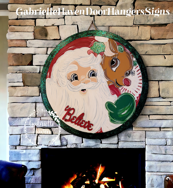 3D Believe - Vintage Retro Santa and Reindeer