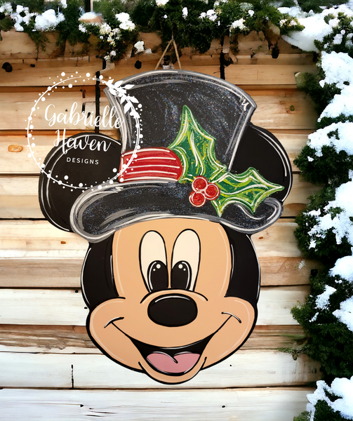 Mickey Christmas Hat with Holly, 22.5"