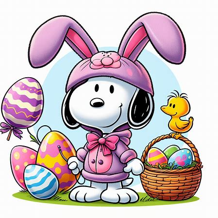 Easter Bunny Snoopy with Easter eggs and basket, 22"