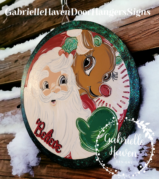 3D Believe - Vintage Retro Santa and Reindeer