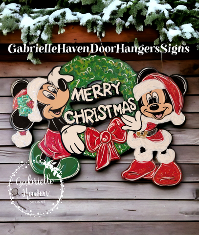 3D Mickey Minnie Christmas Wreath