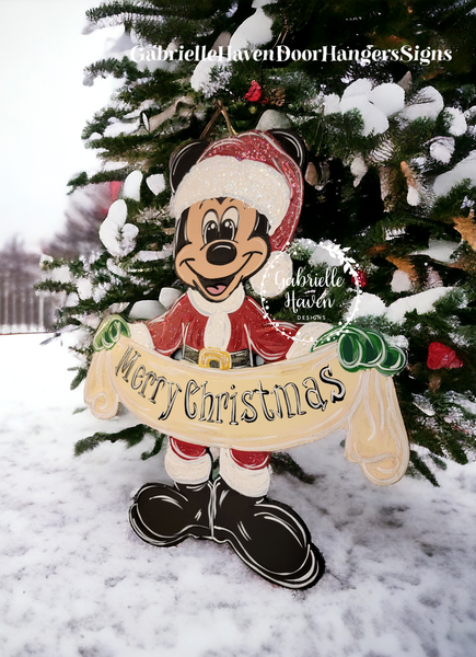 Mickey Santa with Merry Christmas Banner