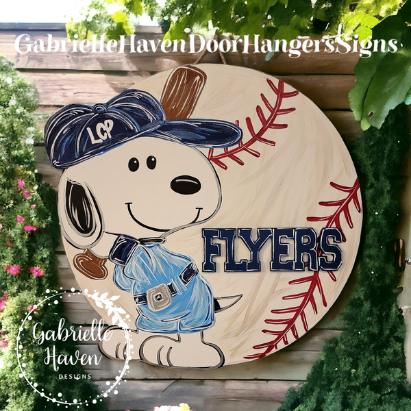 Loyola College Prep (LCP) Snoopy Flyers Baseball with 3D personalization (any team available)