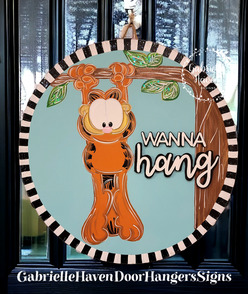 Garfield 3D Wanna Hang Round with Striped Border