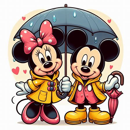 Spring Rain Umbrella Mickey & Minnie 22"