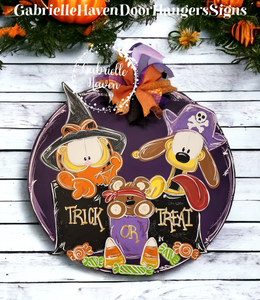 Garfield and Odie Halloween Door Hanger, Wall Sign or Outdoor Decor