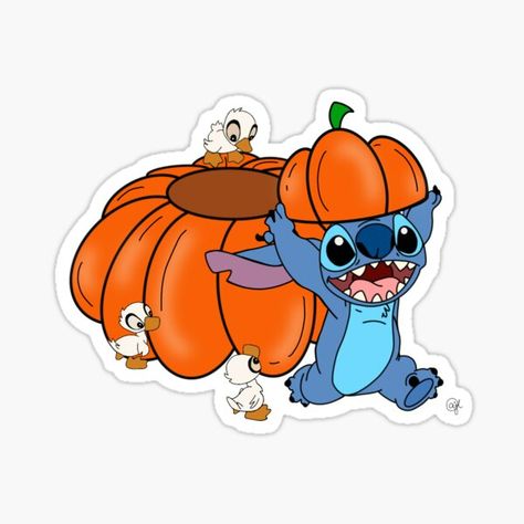 NEW DESIGN!  Stitch and Ducks Halloween Pumpkin Door Hanger or Sign