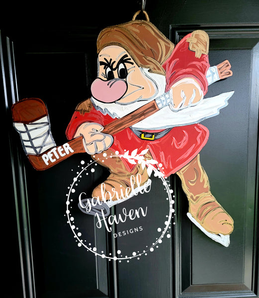 Grumpy Door Hanger, Dwarf Door Hanger, Snow White and Seven Dwarfs, Hockey Door Hanger