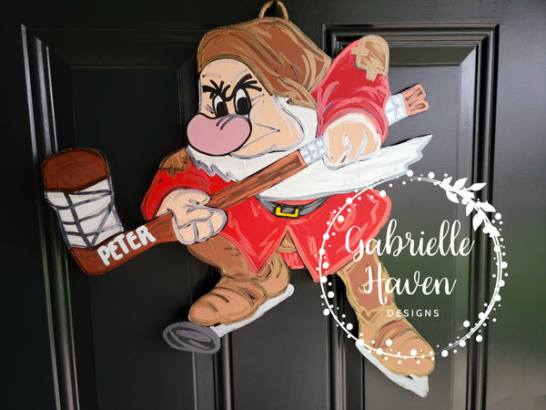 Grumpy Door Hanger, Dwarf Door Hanger, Snow White and Seven Dwarfs, Hockey Door Hanger