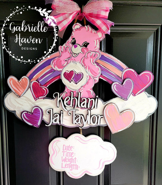 Care Bears Baby Door Sign, Hospital Door Hanger Birth Announcement