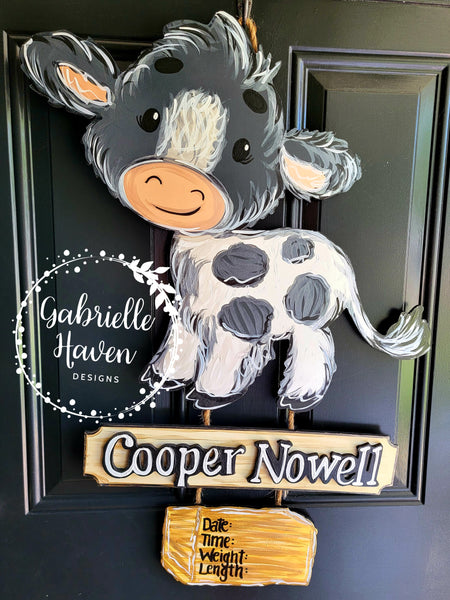 Baby Cow, Farm Animals Nursery (grey/black)