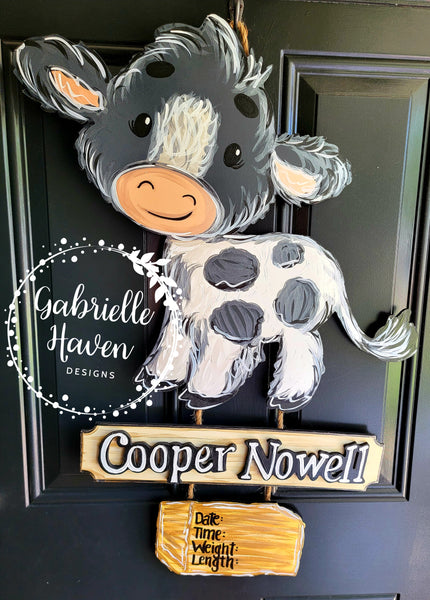 Baby Cow, Farm Animals Nursery (grey/black)