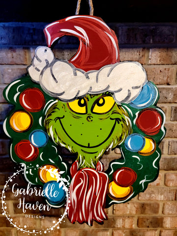 Grinch Door Hanger, Merry Grinchmas, Christmas Door Hanger, Christmas Wreath Sign