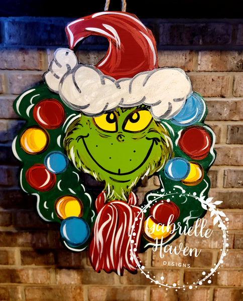 Grinch Door Hanger, Merry Grinchmas, Christmas Door Hanger, Christmas Wreath Sign