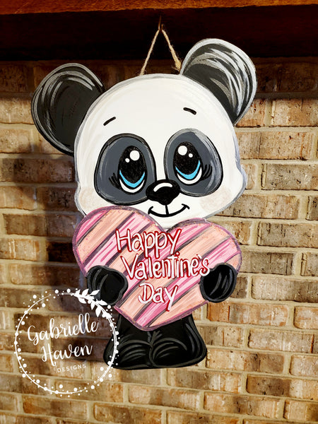 Valentine Panda Bear Door Hanger or Sign