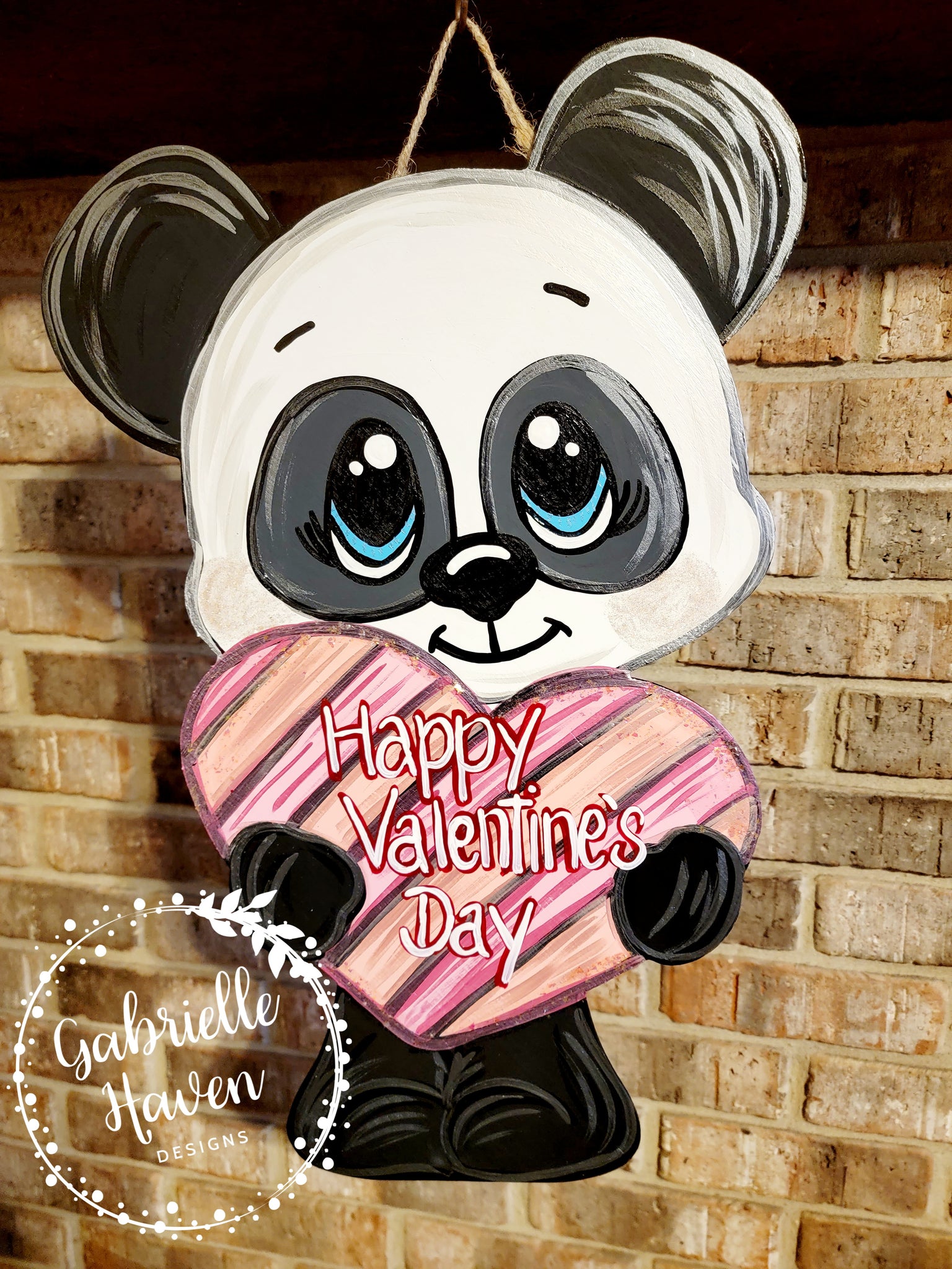 Valentine Panda Bear Door Hanger or Sign