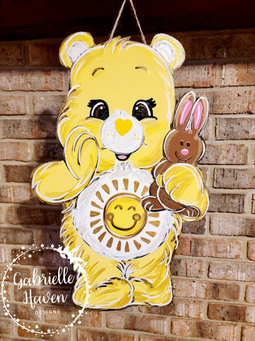 Care Bears Easter Yellow with Chocolate Bunny