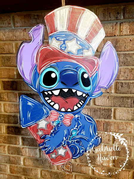 Stitch Door Hanger, Patriotic Door Hanger