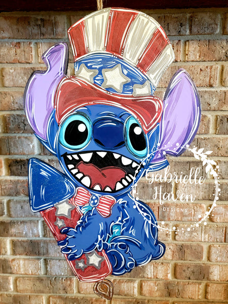 Stitch Door Hanger, Patriotic Door Hanger