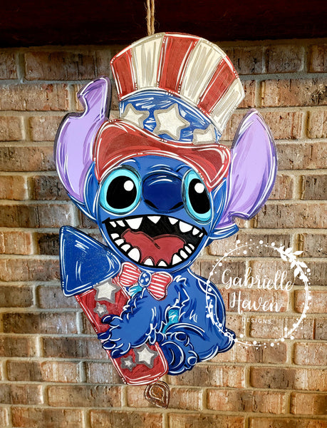 Stitch Door Hanger, Patriotic Door Hanger