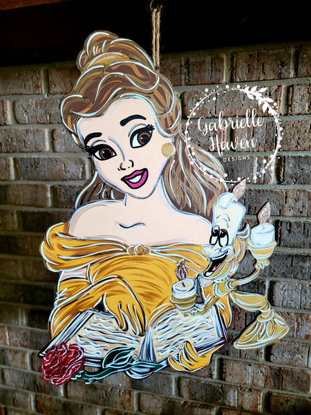 Belle, Beauty and the Beast Door Hanger or Wall Sign