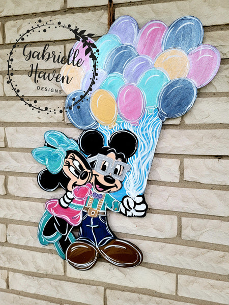 Pixar UP Inspired Mickey Minnie Door Hanger