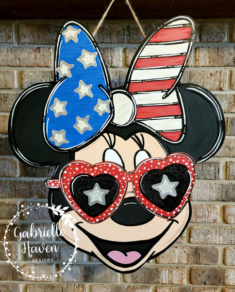 Minnie Mouse Door Hanger, Disney Door Hanger, Patriotic Door Hanger