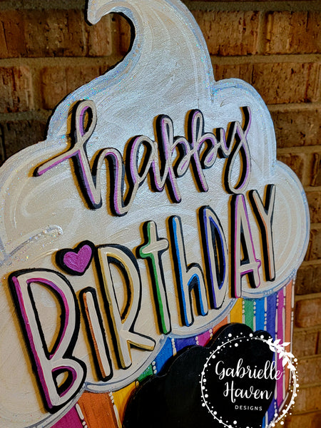 Happy Birthday Sign, Birthday Door Hanger, Birthday Party Sign