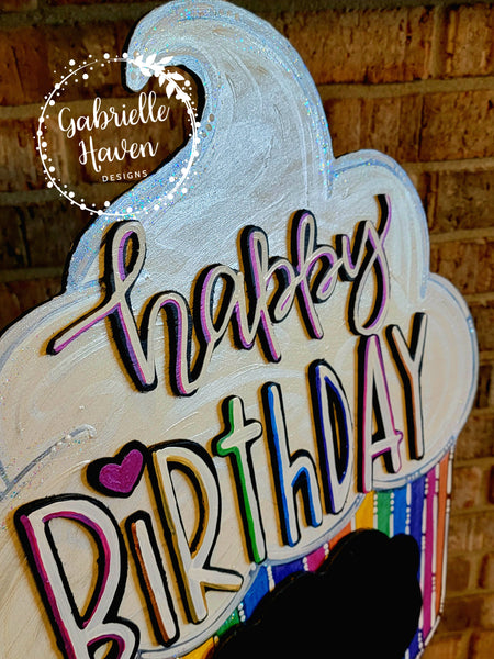 Happy Birthday Sign, Birthday Door Hanger, Birthday Party Sign