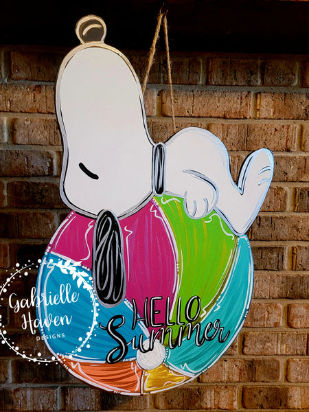 Snoopy Door Hanger, Summer Door Hanger, Beach Ball Door Hanger, Hello Summer