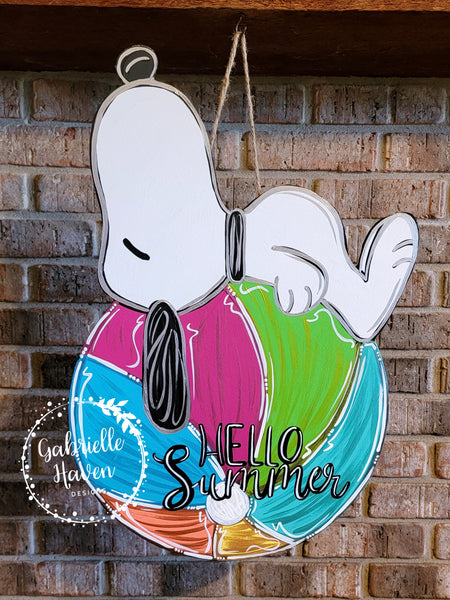 Snoopy Door Hanger, Summer Door Hanger, Beach Ball Door Hanger, Hello Summer