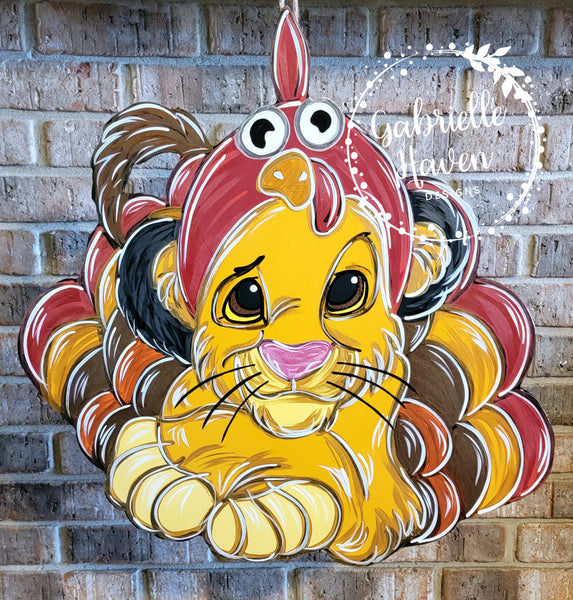 Thanksgiving Door Hanger, Turkey Door Hanger, Simba Lion King Door Hanger Sign