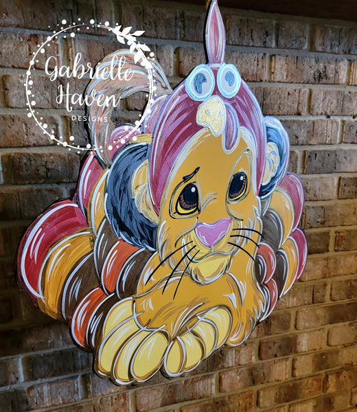 Thanksgiving Door Hanger, Turkey Door Hanger, Simba Lion King Door Hanger Sign