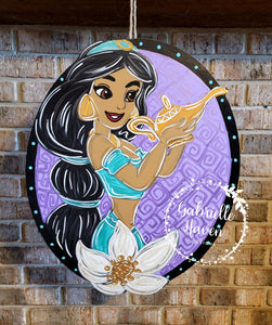 Jasmine Aladdin Door Hanger, Nursery Sign, Disney Princess Door Hanger