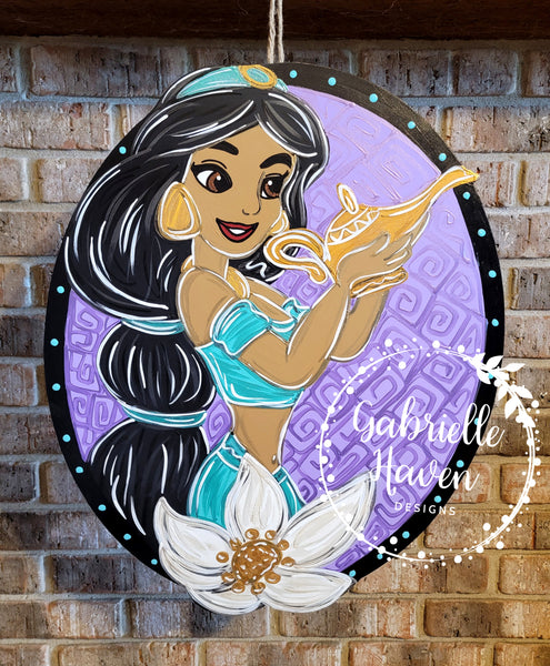 Jasmine Aladdin Door Hanger, Nursery Sign, Disney Princess Door Hanger