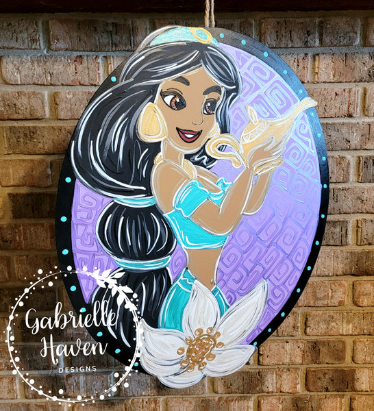 Jasmine Aladdin Door Hanger, Nursery Sign, Disney Princess Door Hanger