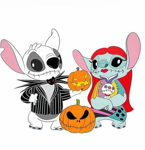 Stitch Door Hanger, Stitch and Angel, Jack and Sally Door Hanger, Halloween Door Hanger