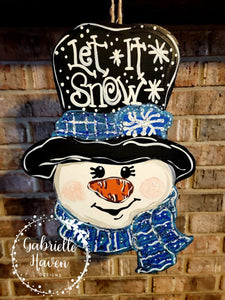 Winter Snowman Door Hanger or Wall Sign