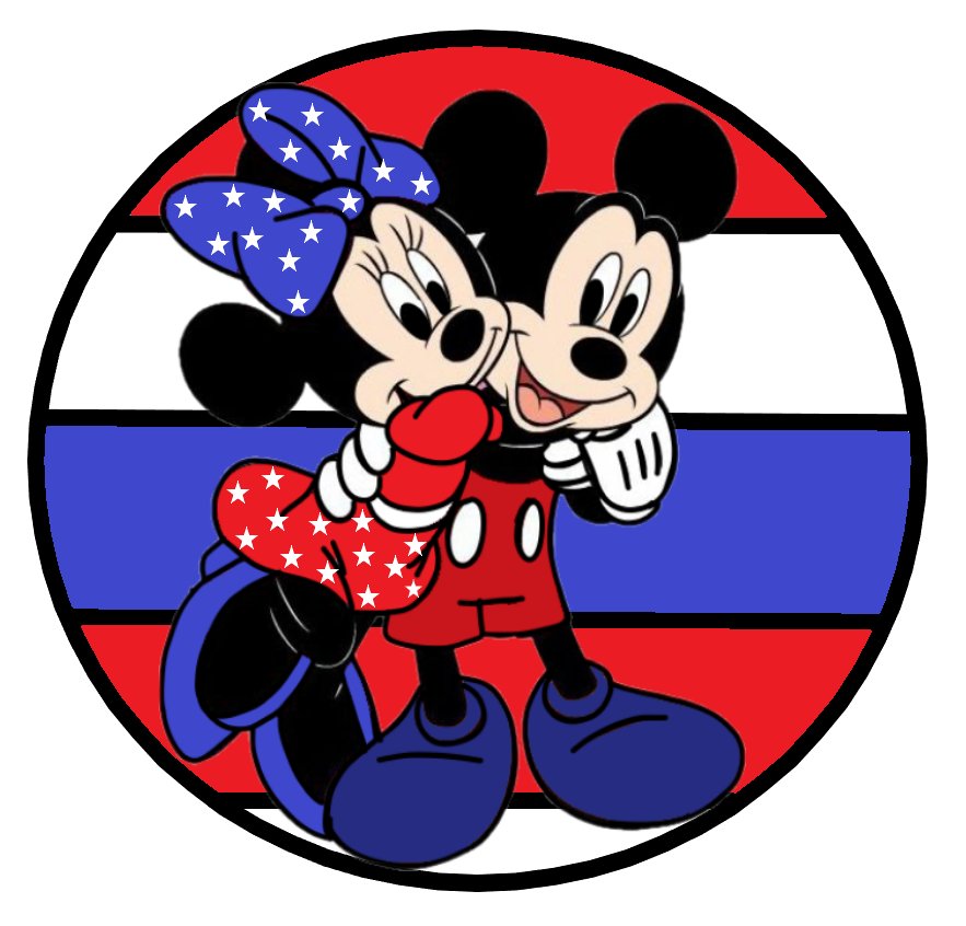 Mickey Minnie Patriotic Stripes Round Design