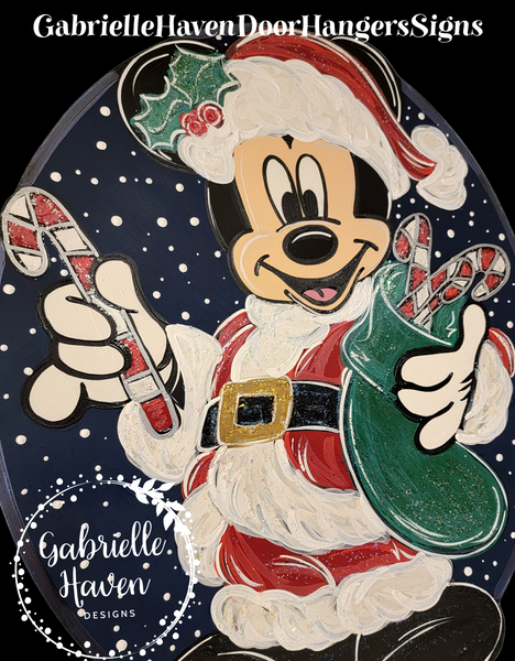 Mickey Christmas Santa Door Hanger or Wall Sign