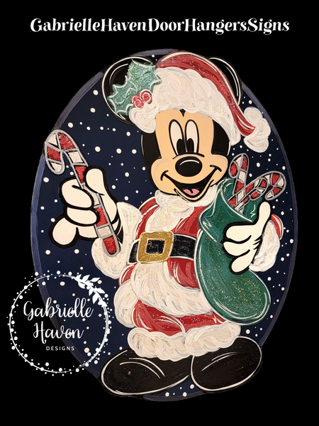 Mickey Christmas Santa Door Hanger or Wall Sign