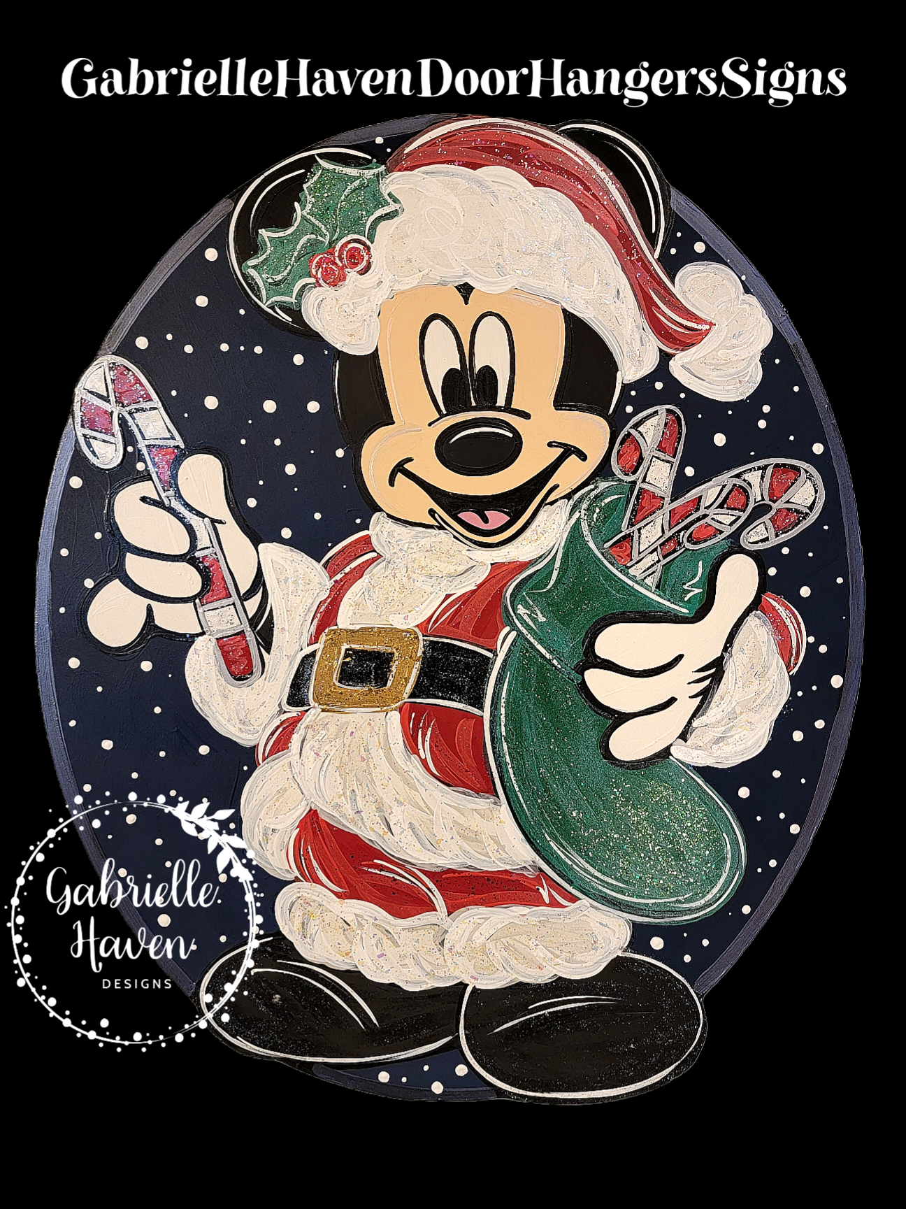 Mickey Christmas Santa Door Hanger or Wall Sign