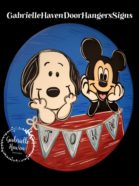 Snoopy Mickey Round Sign